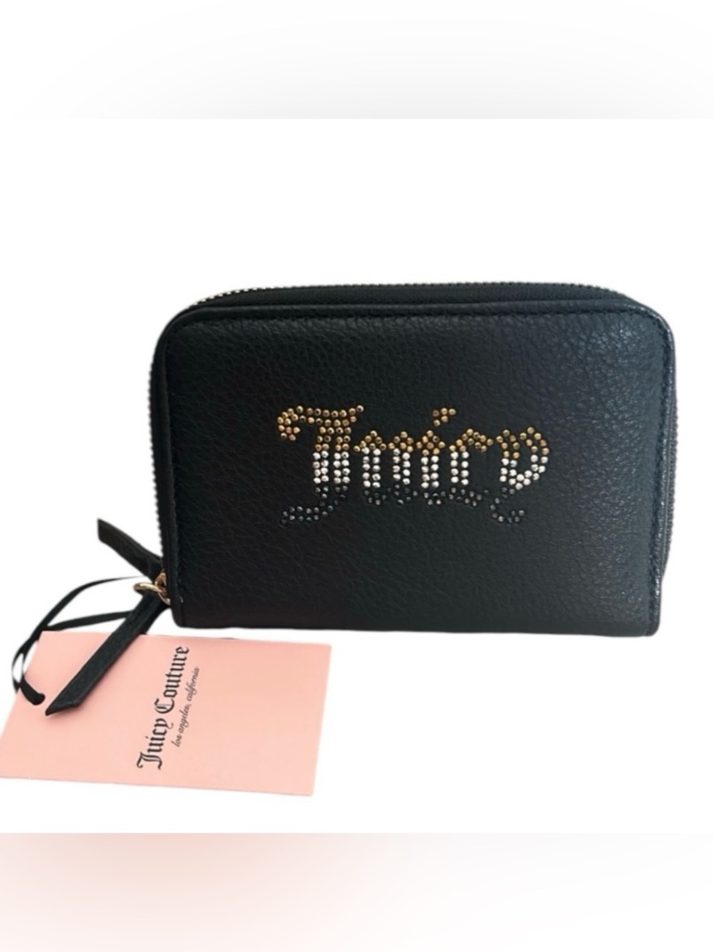 JUICY COUTURE BLACK BREAKING THE RULES DOUBLE ZIP AROUND SMALL WALLET NWT